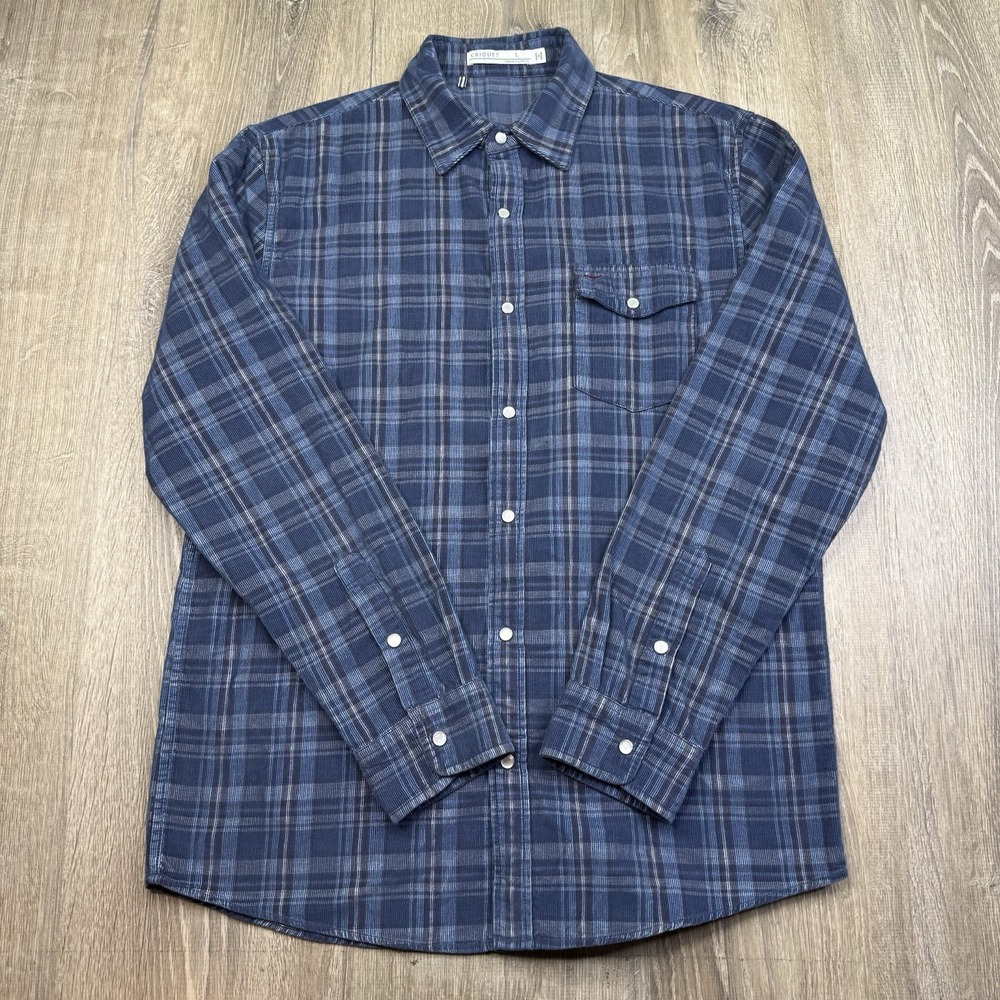 Criquet Pearl Snap Corduroy Shirt Long Sleeve Western Plaid Shirt Mens L Large